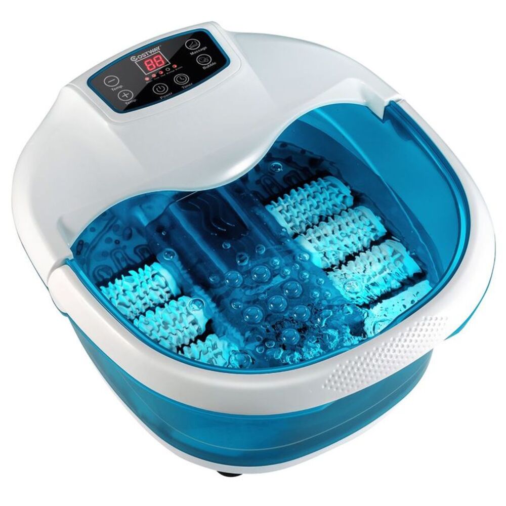 Costway -  Foot Spa Bath Tub w/Heat & Bubbles & Elect Blue